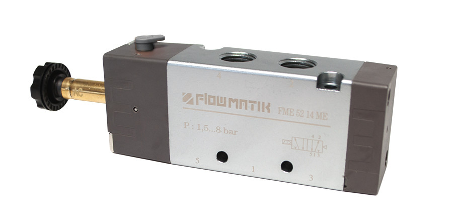 Электроклапан распределитель пневматический 5/3 G 3/8 закрытый центр ...